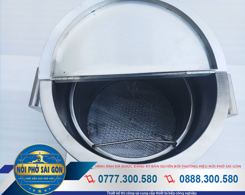 Thành nồi nấu phở điện, nồi nấu nước lèo bằng điện, nồi nấu hủ tiếu bằng điện và các bộ phận đều được làm từ inox 304 (Ảnh thật tế).