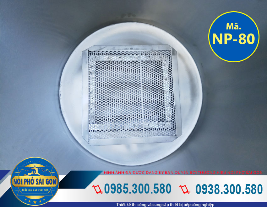 Hình ảnh bên trong nồi nấu phở bằng điện 80L của Thương hiệu Nồi Phở Sài Gòn ( Ảnh thật tế ).