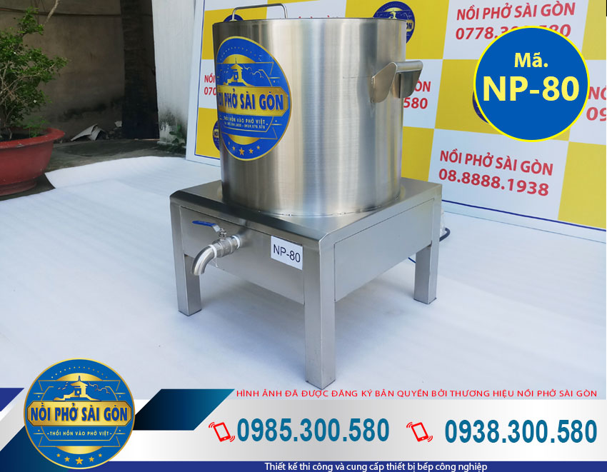 Báo giá nồi nấu nước lèo bằng điện, nồi nấu phở điện 80 L, nồi nấu hủ tiếu bằng điện của thương hiệu Nồi Phở Sài Gòn (Ảnh thật tế).