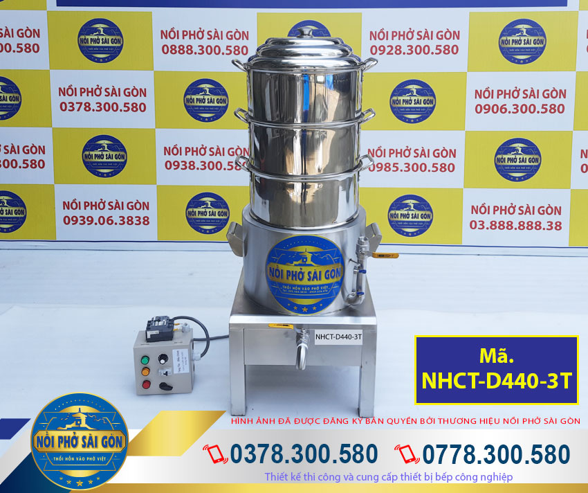 Nồi hấp cơm tấm bằng điện 3 tầng NHCT-D440-3T giá bao nhiêu?