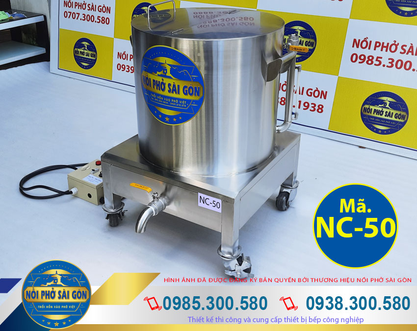 Nồi nấu cháo inox, nồi điện nấu cháo bán, nồi nấu cháo công nghiệp 50L được sản xuất từ chất liệu inox 304 bền đẹp.