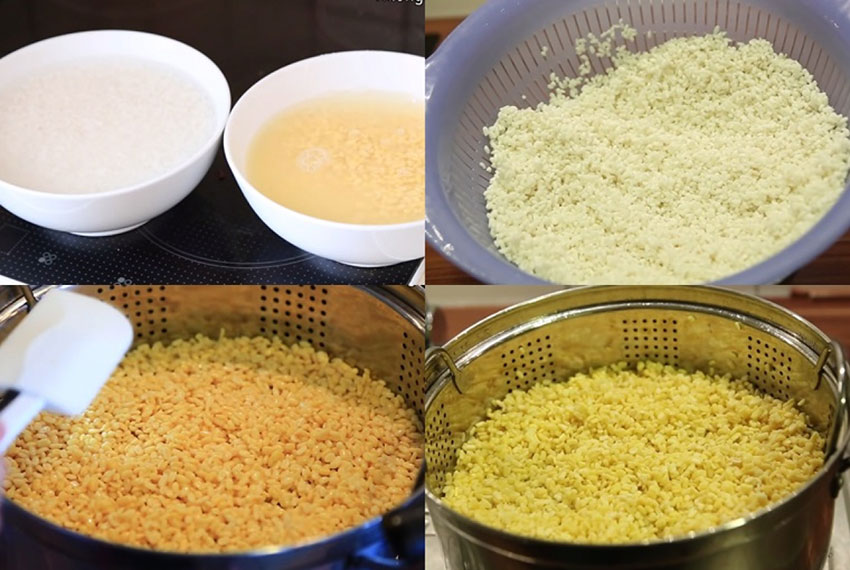 Các bước thực hiện nấu xôi đậu xanh nước cốt dừa đơn giản.